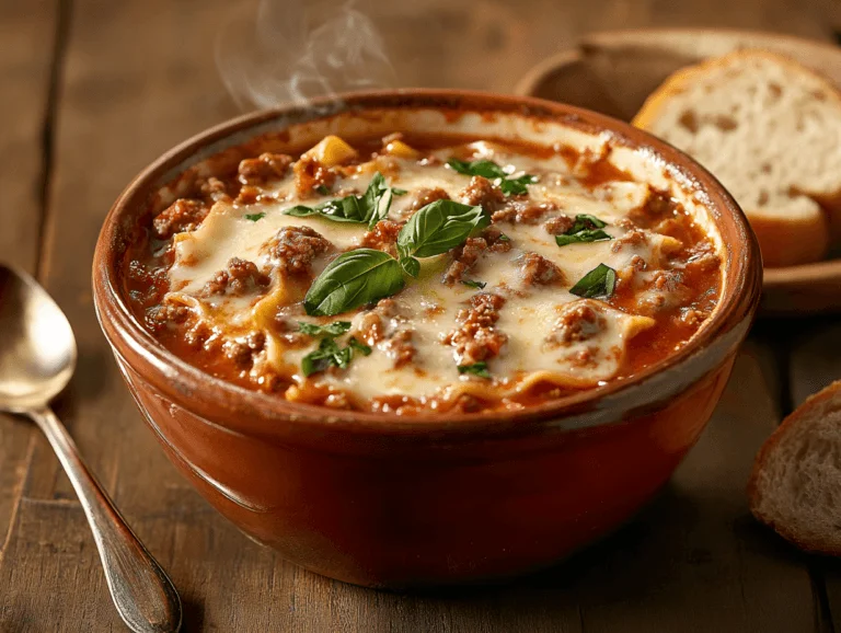 Easy Lasagna Soup Recipe 2 Bowl Of Lasagna Soup With Basil Garnish