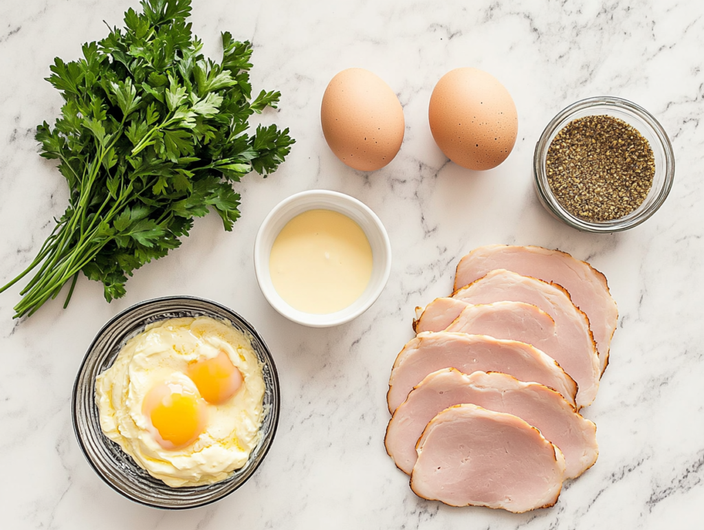 Fresh ingredients for Eggs Benedict Bake