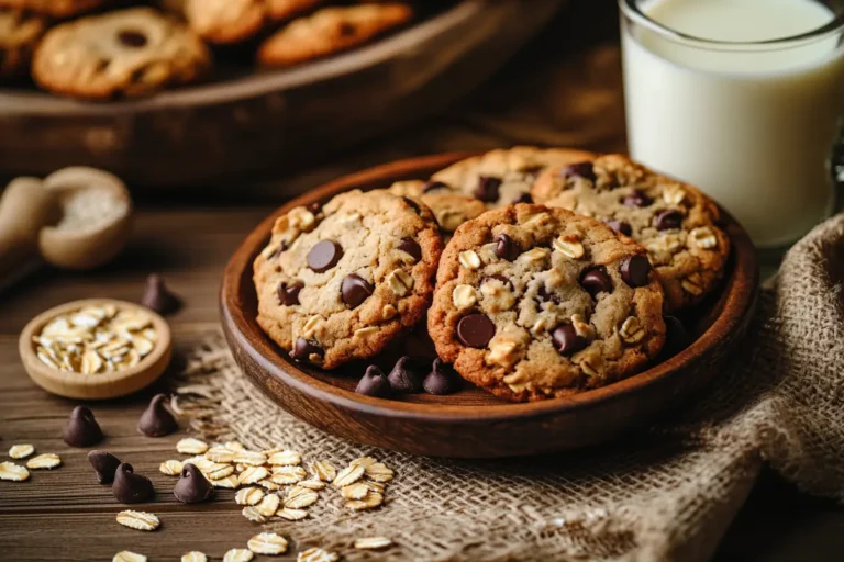 Gluten Free Oatmeal Cookies On Rustic Table.