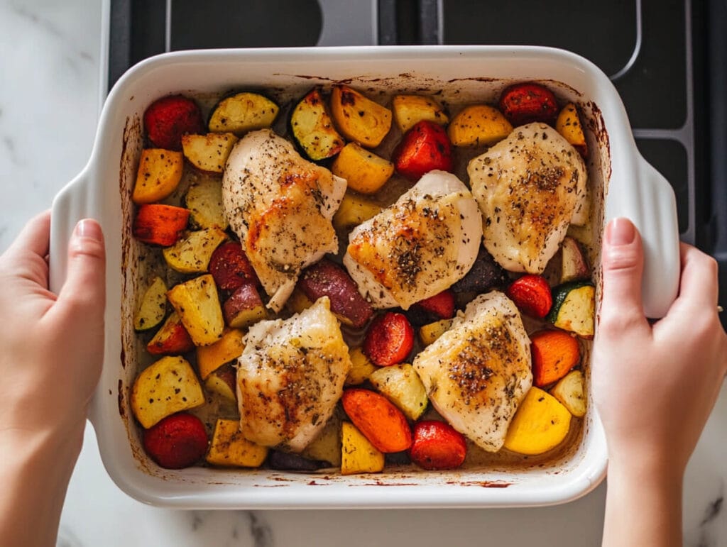 Step-by-step layers of ingredients to show how to improve casserole flavor.