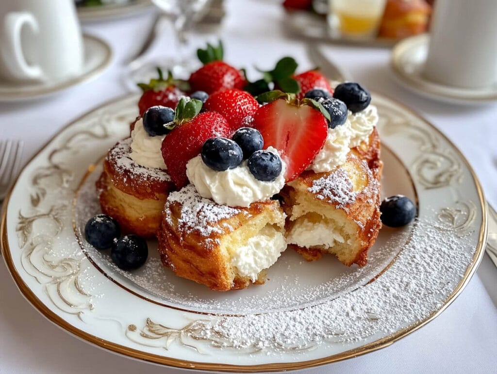Decadent stuffed brioche French toast with berries and cream. Is Brioche The Same As French Toast?
